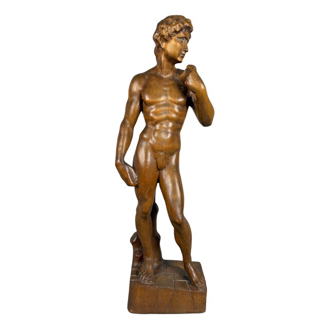 Artigianale, David Sculpture by Michelangelo Statue, 1960s, Wood For Sale