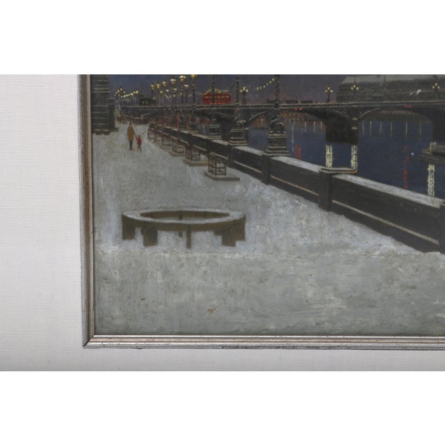 "London Bridge at Night" Acrylic Painting by David Thomas For Sale In West Palm - Image 6 of 10