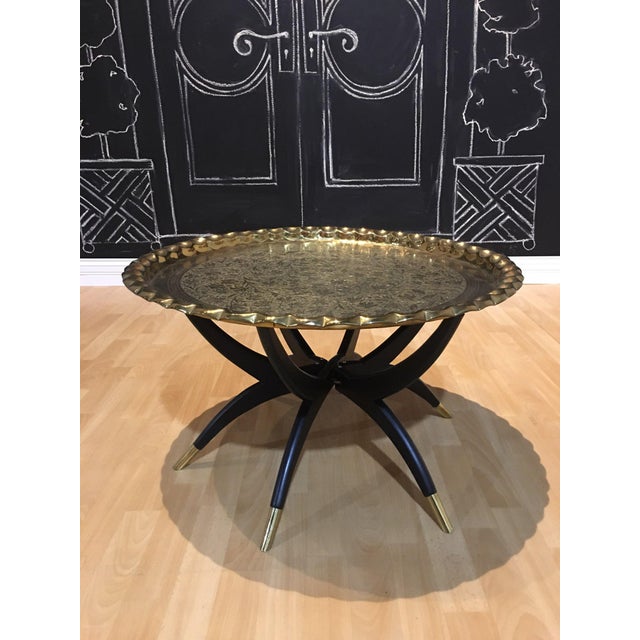 1950s Lacquered Brass Tray Spider Leg Tray Table For Sale - Image 9 of 9