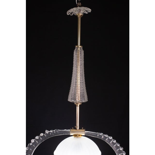 Splendid Art Deco\Liberty style pendant made glassworks in the 1940s-1950s. The chandelier is 75cm high with the rod, 42cm...