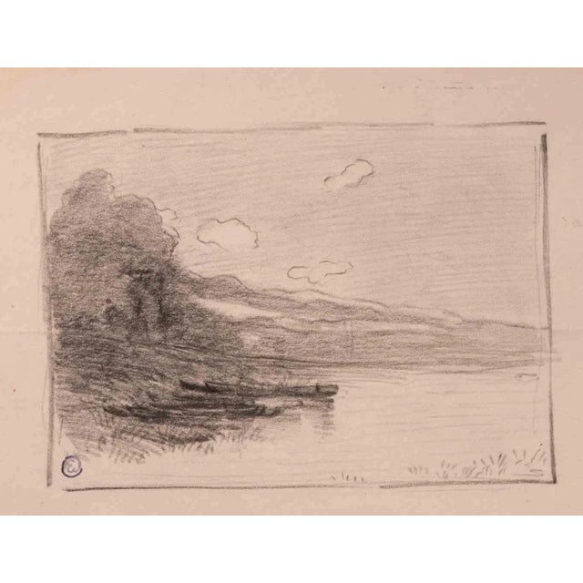 Landscape is an original drawing in pencil realized in the early 20th Century by Edmond Cuisinier (1857-1917). Monogrammed...