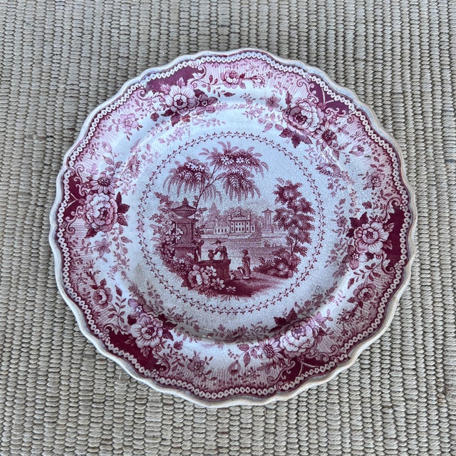 A Antique Staffordshire "Italian Villas" Red Transfer Decorated Plate, 1830’s For Sale - Image 11 of 11