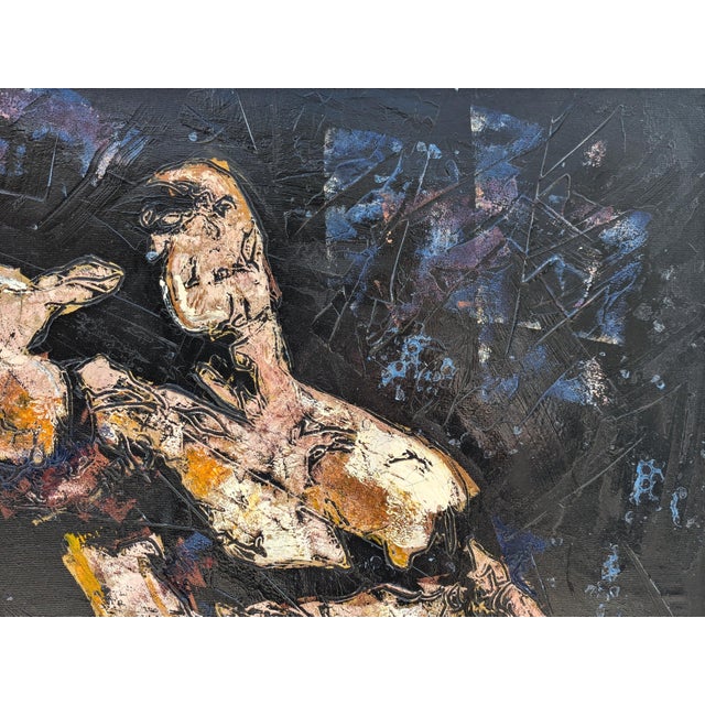 Textile Pierre Olié "Super Hero" Contemporary Dark Toned Expressive Abstract Figurative Painting, Early 21st Century For Sale - Image 7 of 12