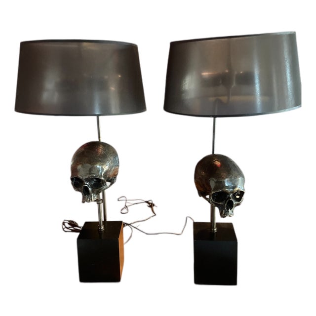 Extruder Skull Table Lamps from Eichholtz, 2000, Set of 2 For Sale