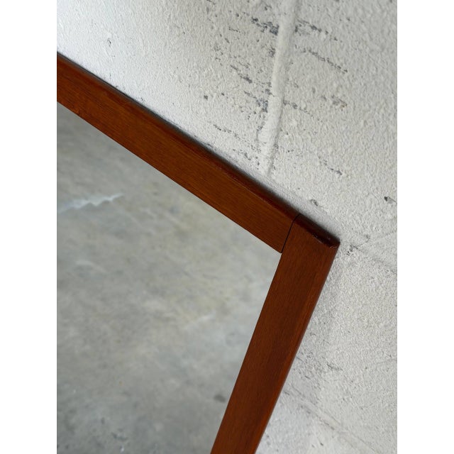Vintage Danish Modern Teak Wall Mirror Mid Century Scandinavian Rectangular Mirror For Sale - Image 10 of 10