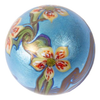 Orient and Flume 1977 Iridescent Art Glass Paperweight For Sale