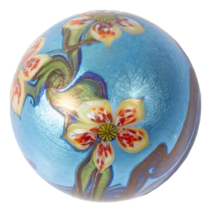 Orient and Flume 1977 Iridescent Art Glass Paperweight