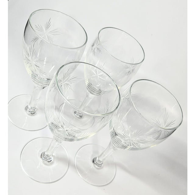 Handcut Starburst Goblets- Set of Four For Sale - Image 6 of 14