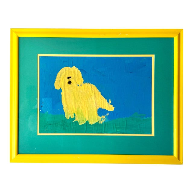 1990s Yellow Dog Painting For Sale