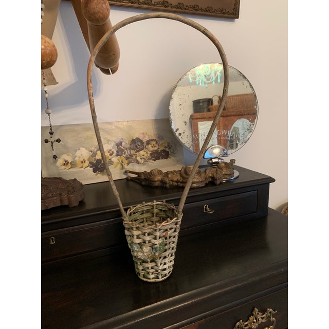 Here we have an adorable antique wicker Barbola funeral basket. This one is from my personal collection and it does have...