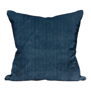 The House of Scalamandré Strie Velvet Pillow, Midnight For Sale