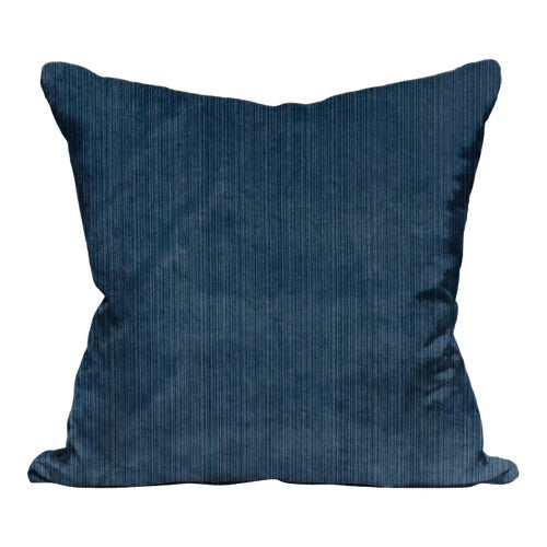 The House of Scalamandré Strie Velvet Pillow, Midnight