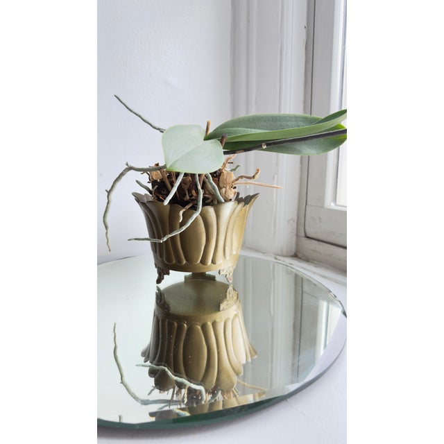 Vintage 1970s Brass Lotus-Shaped Gardinere/Planter For Sale - Image 15 of 15