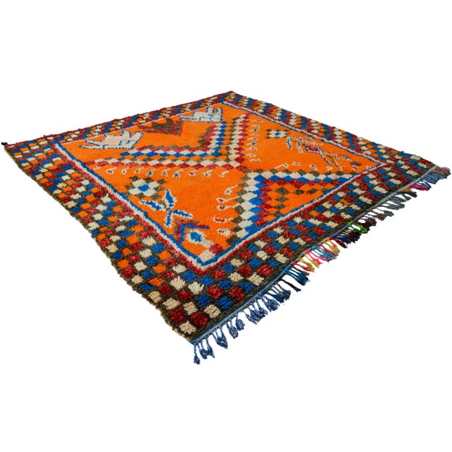 Abstract Mid 20th Century Moroccan Rug - 5'5'' X 5'4'' For Sale - Image 3 of 8