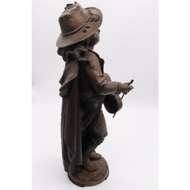 Mid 20th Century Replicated Violin Player in Bronze Afer Adolph Maubach For Sale - Image 9 of 12