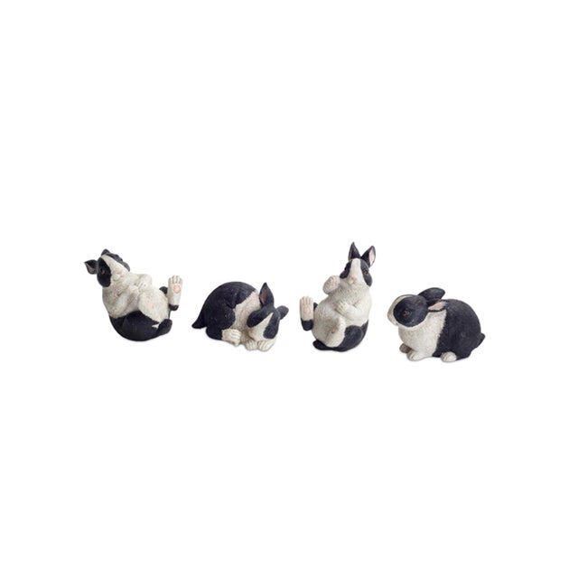 Farmhouse Black and White Playful Rabbit Figurine (Set of 16) For Sale - Image 3 of 4