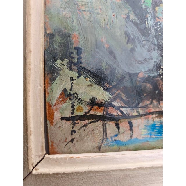 Oil on canvas: Jacques Van Den Bussche, or more precisely, panel on hardboard, Montmartre Flower Market, wooden frame...