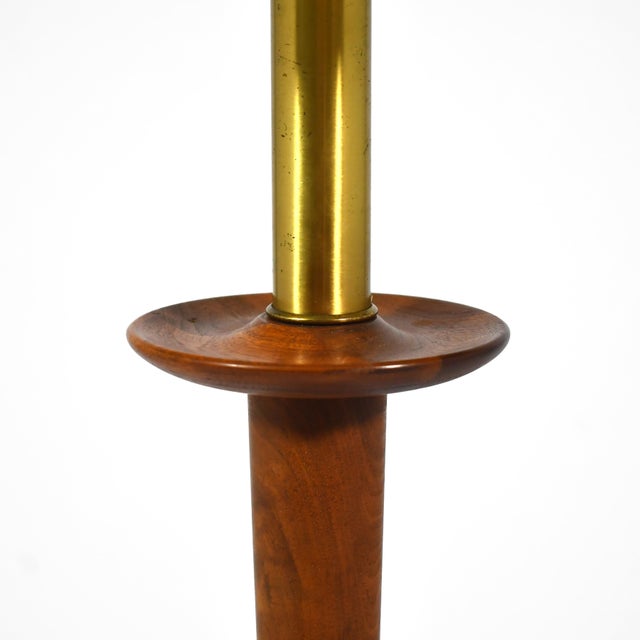 Mid 20th Century Mid Century Modern Walnut Floor Lamp with Sculpted Details For Sale In Chicago - Image 6 of 8