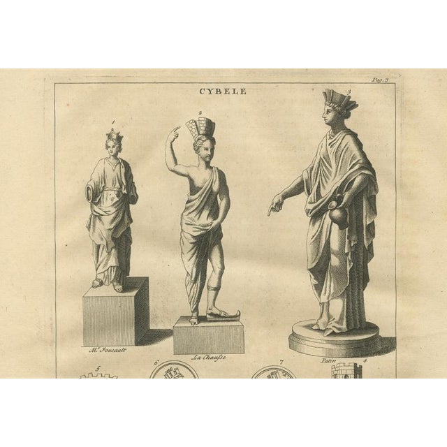 Early 18th Century After Bernard de Montfaucon, Cybele, Magna Mater Classical Goddess Statues and Medals, 1721, Engraving For Sale - Image 5 of 9