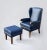 Set of Blue Leather Armchair & Foot Stool For Sale - Image 11 of 11