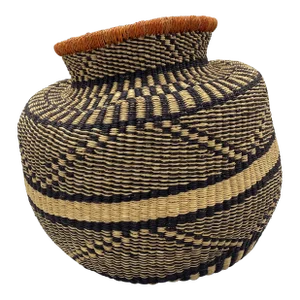 Extra Large Basket Handwoven in Black, Natural, and Terra Cotta by Kazi Goods