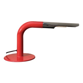 Vintage Red & Silver Gulp Table Lamp by Ingo Maurer for Design M, 1960s For Sale