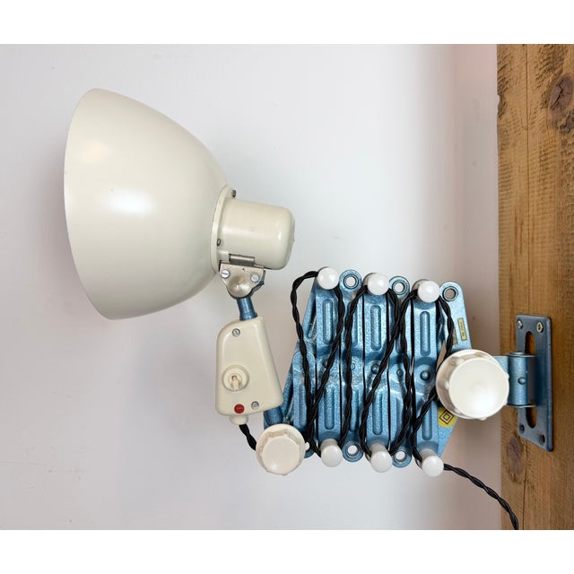 Beige Industrial East German Scissor Lamp from Reif Dresden, 1950s For Sale - Image 8 of 18