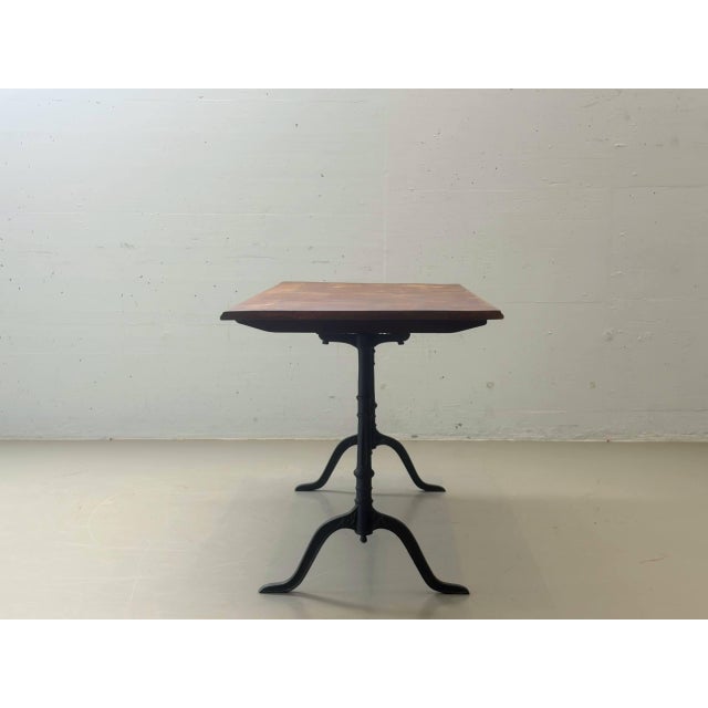 Vintage Dining Table with Cast Iron Frame and Wood Top, 1930s For Sale - Image 9 of 14