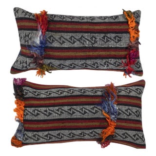 16"x28" SET OF 2 - Handmade Kilim Cushion Covers. A pair of Lumbar Pillow Covers For Sale