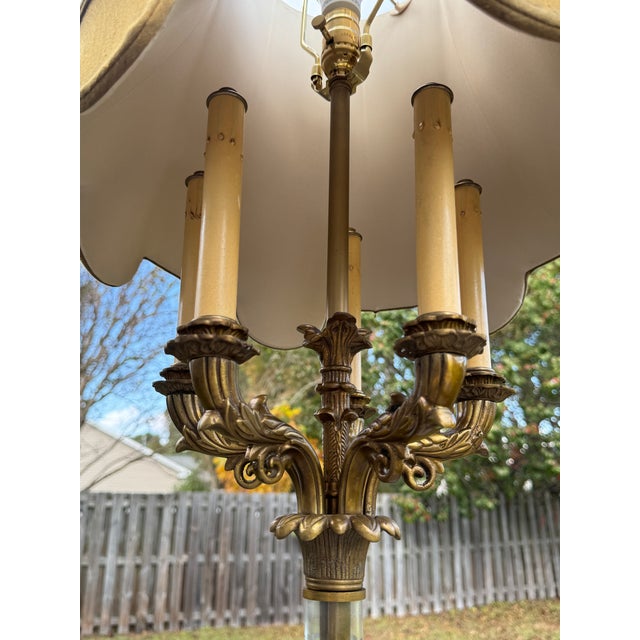 Mid 20th Century French Empire Gilt Bronze 5-Light Candelabra Lamps W/John Richard Shades For Sale - Image 14 of 18