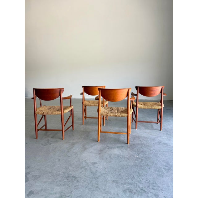 Wood 1950s Mid Century Danish Teak Dining Set Peter Hvidt and Orla Molgaard Nielsen for Soborg Mobelfabrik Attrb For Sale - Image 7 of 11