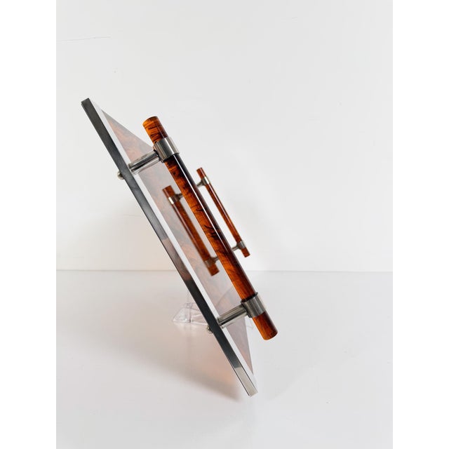 Large Faux Tortoiseshell Acrylic Glass Serving Tray in the style of Christian Dior, 1970s For Sale - Image 14 of 18