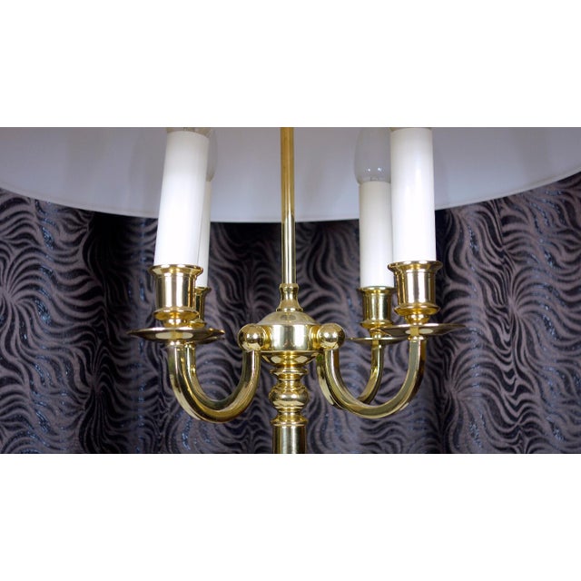 1970s Brass 4-Light Table Lamp with Fabric Shade from Schulz & Adam, 1970s For Sale - Image 5 of 12