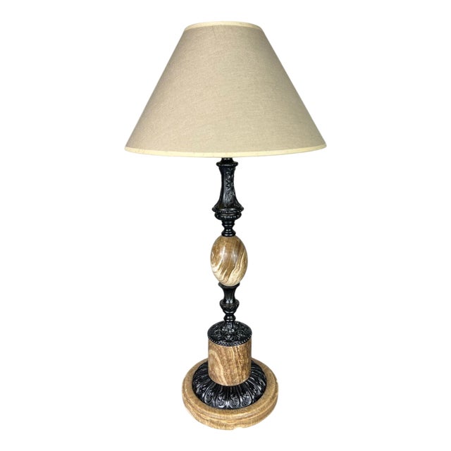 Ceramic and Brass Table Lamp For Sale