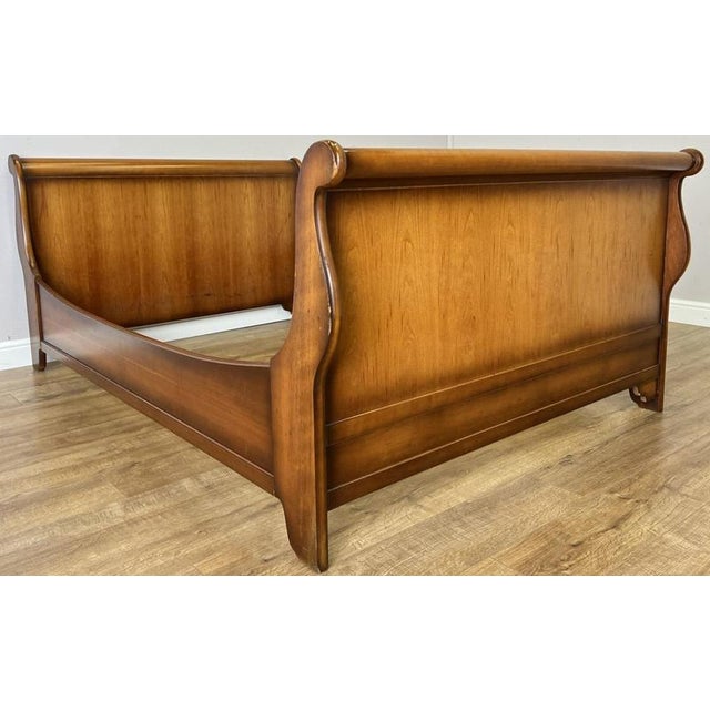 Vintage French Sleigh Double Bed Frame For Sale - Image 6 of 17