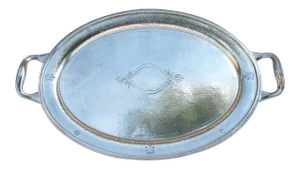 C.1930's Reed & Barton Silver Plate Moroccan-Style Hammered Oval-Shaped Grand Serving Tray