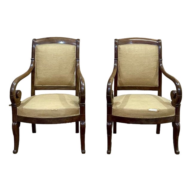 Set of Armchairs in Mahogany For Sale