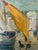 Paper Harbor Scene Painting Dated 1929 For Sale - Image 7 of 9