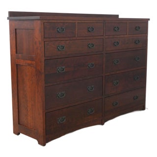 Michaels Arts & Crafts Mission Style Cherry 12 Drawer Dresser For Sale