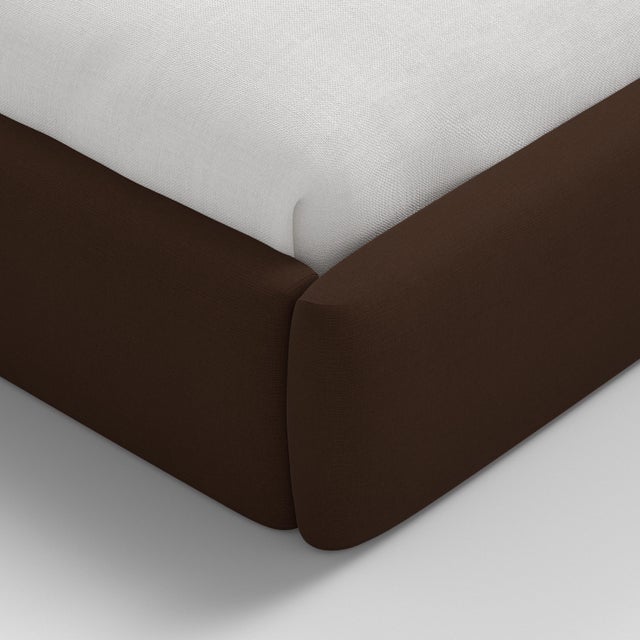 Camille Chocolate Linen Blend Platform Bed, Twin For Sale In Chicago - Image 6 of 7