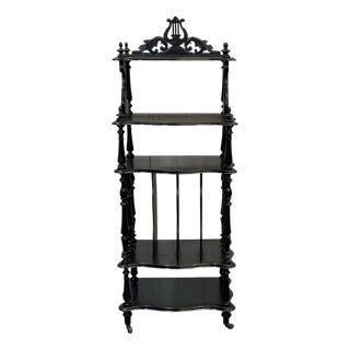 Late 19th Century Napoleon III Music Cabinet in Blackened Wood For Sale