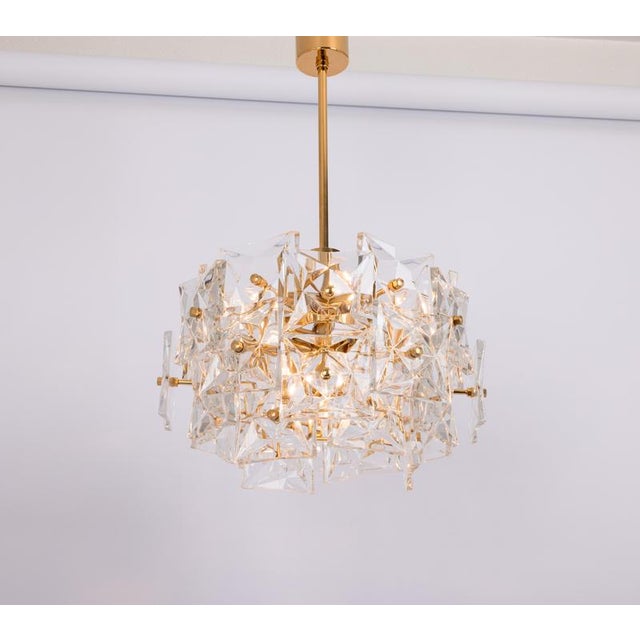 Chandelier in Brass and Crystal Glass from Kinkeldey, Germany, 1970s For Sale - Image 9 of 11