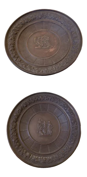 German Terracotta Neoclassical Design Plates by Schiller and Gerbing - a Pair
