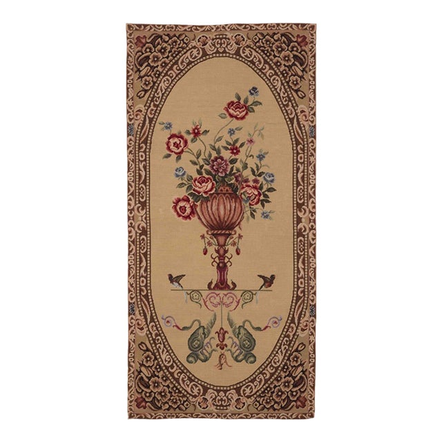 Vase & Birds Needlepoint Tapestry - 180 X 76 Cm (5'10" X 2'5") - Requires Rod Size 2 For Sale