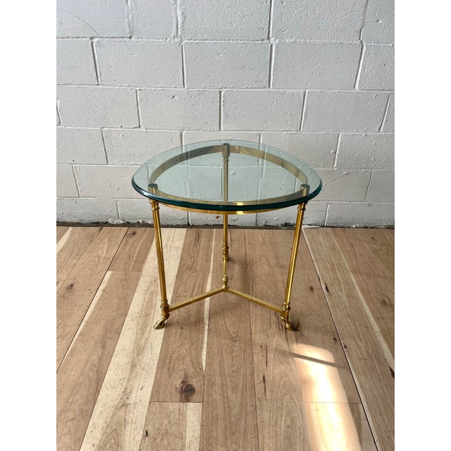 Solid Brass Base Side Table on Hoof Feet Mid Century Italian For Sale - Image 9 of 9