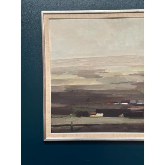 Original Vintage Swedish Oil on Panel – “House in a Flat Landscape” by Evert Färhm – Signed & Dated 1968 – Framed – 81 ×...