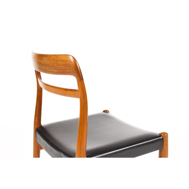 1960s 1960s Danish Modern / Mid Century Teak Model 145 Dining Chair — Attributed to Alf Aarseth for Gustav Bahus — Black Vinyl For Sale - Image 5 of 8