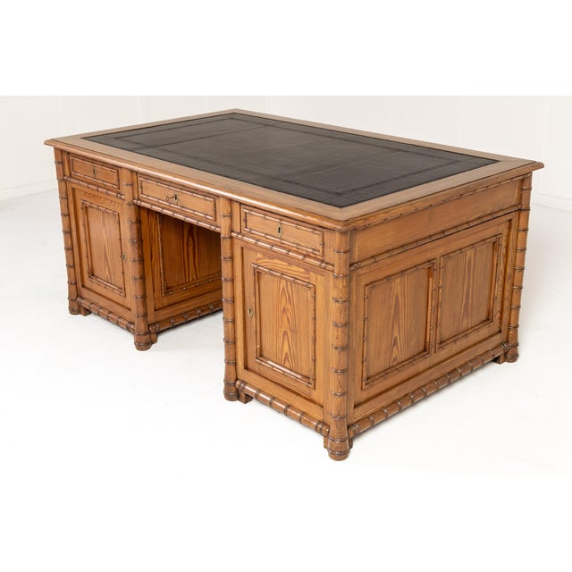 Antique French Faux Bamboo Partner's Desk, 1800s For Sale - Image 12 of 12