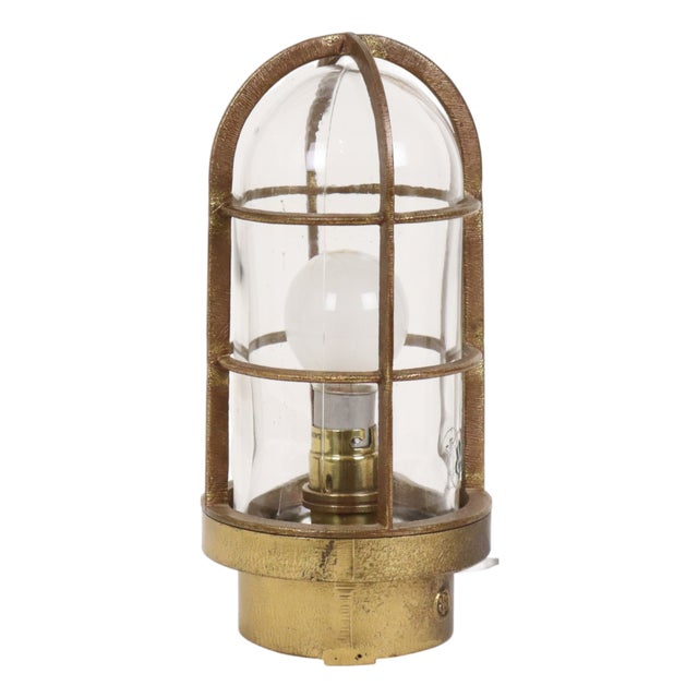 Industrial Brass Ship Cage Lamp, Rotterdam, 1950s For Sale
