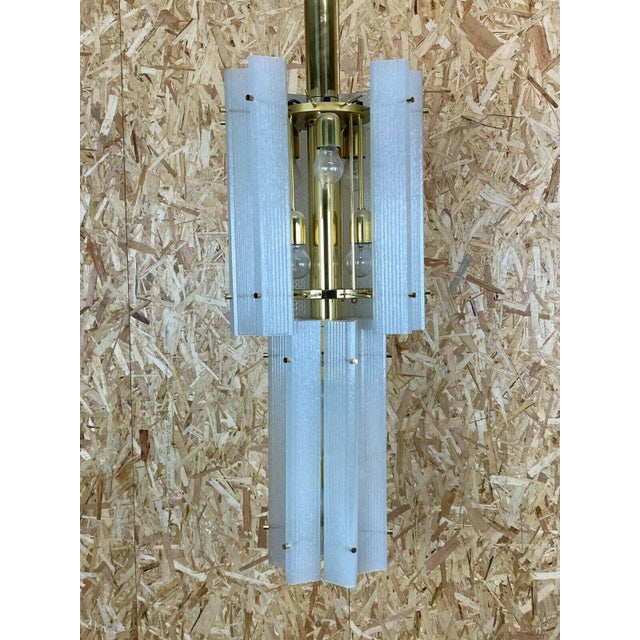 Mid-Century Huge Murano Ice Glass Chandelier Pendant Lamp Limburg Space Age Design Item: chandelier Manufacturer: Limburg...